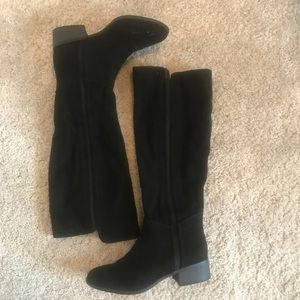 Black Knee Hide Suede Boots